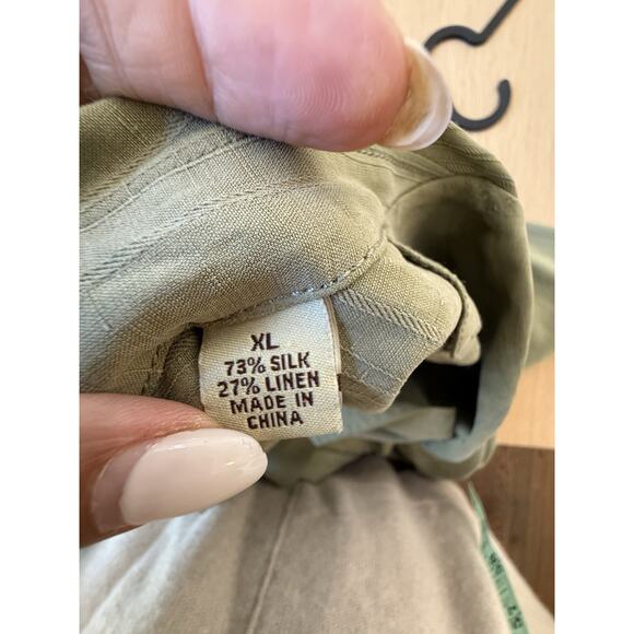 Tommy Bahama Hawaiian Men's XL Silk Linen Blend Green Button Up Shirt 2253 - Picture 8 of 10